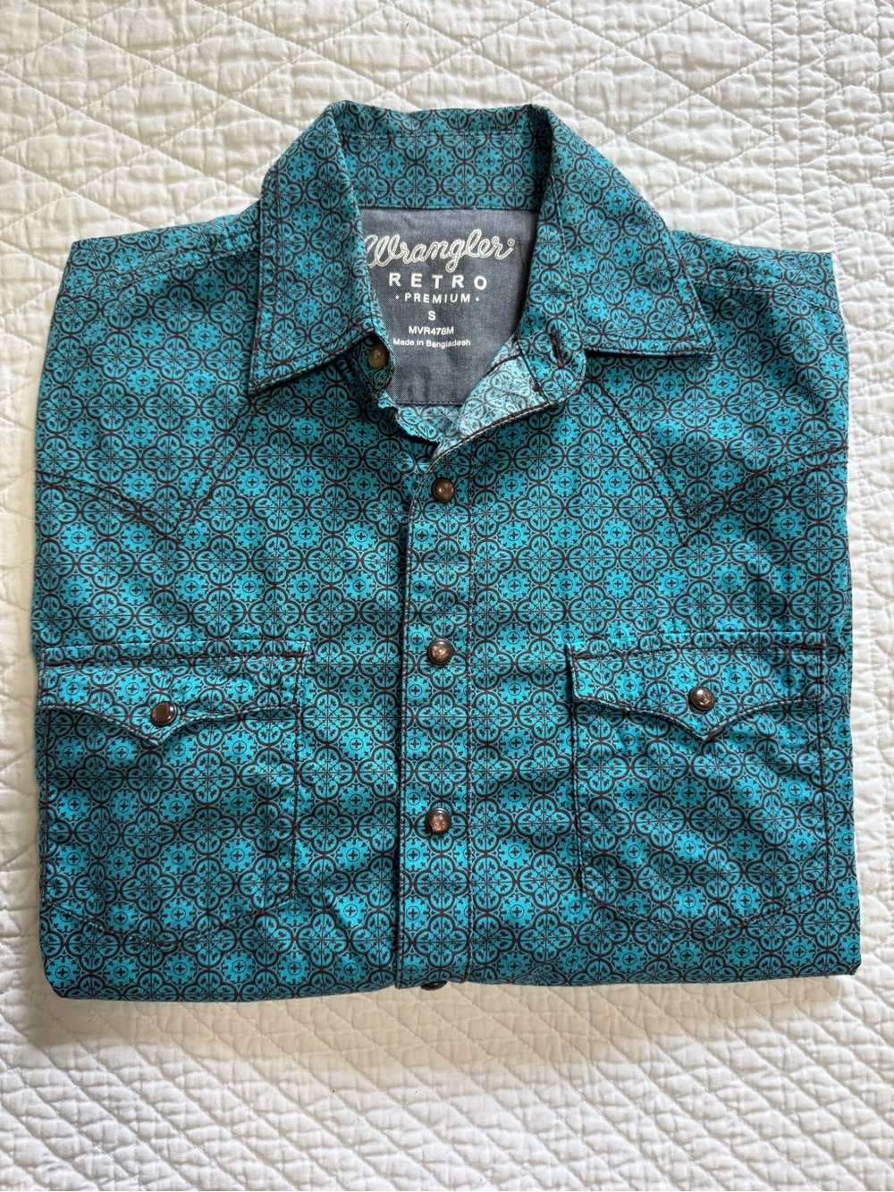Wrangler Retro Premium Teal Patterned Men's Shirt